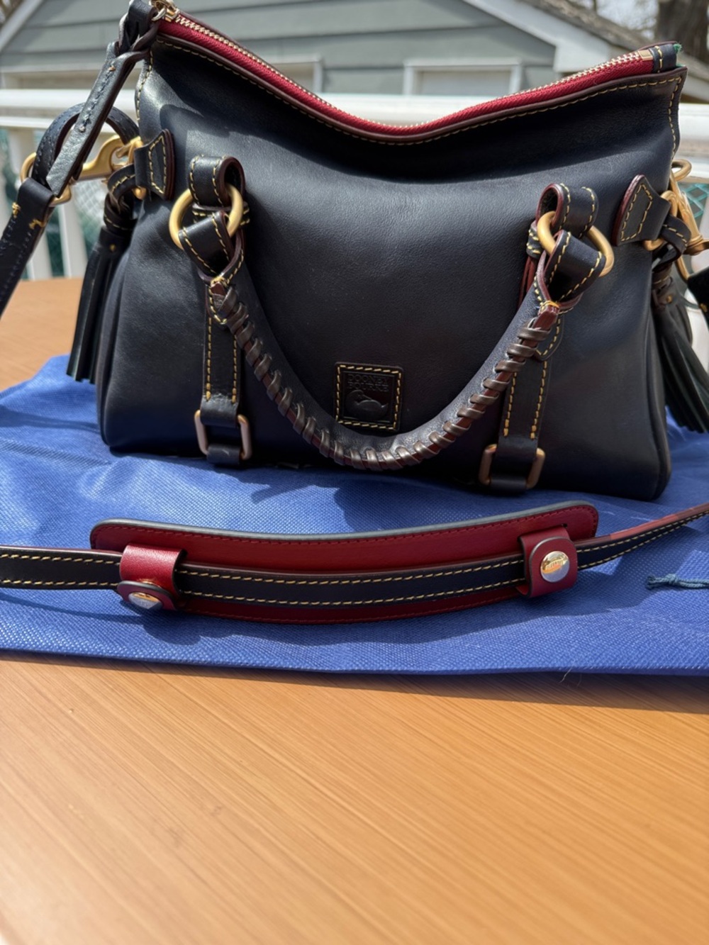 Dooney and Bourke Florentine Mini Satchel Navy EUC - Picture 2 of 14